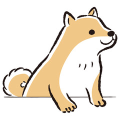 ひょこっと覗いている犬の手描きイラスト