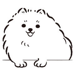 ひょこっと覗いている犬の手描きイラスト