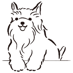 ひょこっと覗いている犬の手描きイラスト