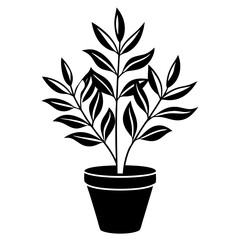 Minimalist plant silhouette vector illustration on white background