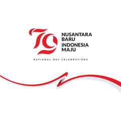 Indonesia 79th independence day. Indonesia ribbon flag element graphics template.