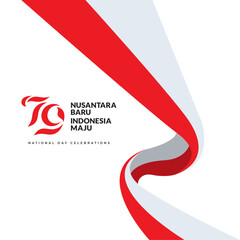 Indonesia 79th independence day. Indonesia ribbon flag element graphics template.