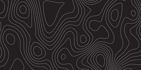 Abstract white on black background Topographic line map pattern. Contour elevation topographic and textured Background. Modern design black background with topographic animation Motion vector .
