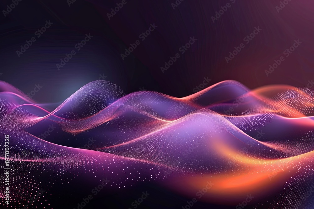 Poster A purple and orange wave with a lot of sparkles