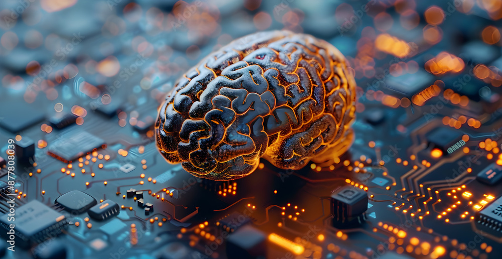 Poster a brain is on a computer chip