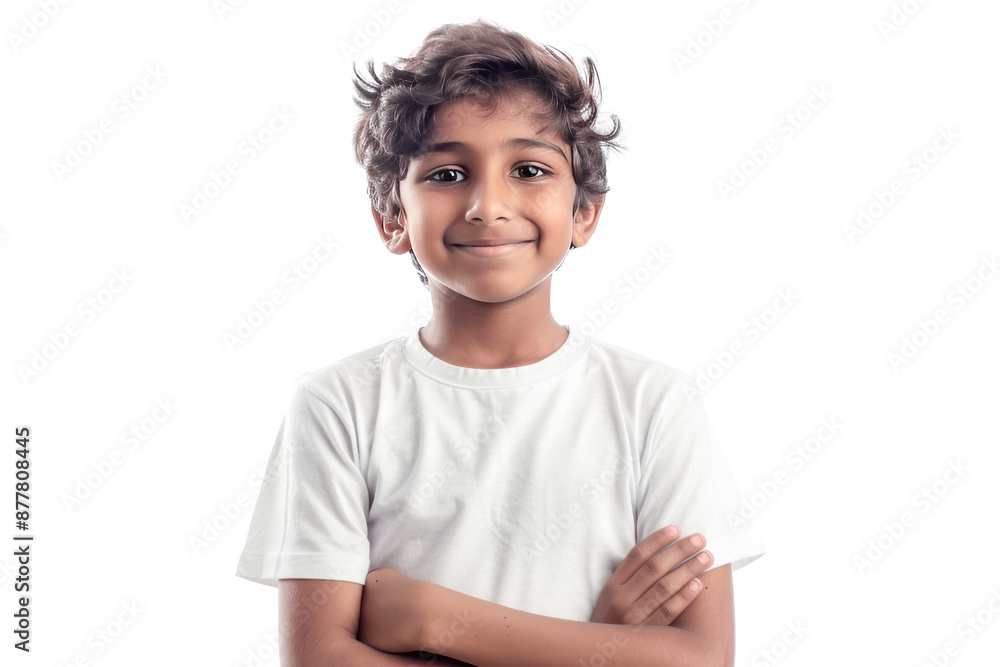 Wall mural little boy in white t shirt