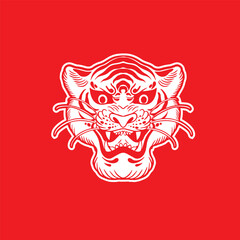Tiger anger. Vector illustration of a tiger head.	
