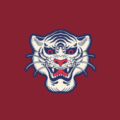 Obraz premium Tiger anger. Vector illustration of a tiger head. 