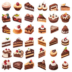 Assortment of Delicious Cakes and Desserts Illustration