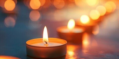 Warm Glow of Candlelights Reflecting Peaceful Evening Atmosphere