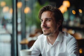 Fototapeta premium happy businessman having a break in office