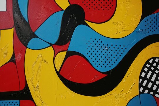 Abstract art with geometric patterns and colorful rectangles in primary colors creates a visually striking composition AIG62