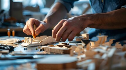 A close-up of hands crafting a prototype product, illustrating the process of turning a creative idea into a tangible business opportunity