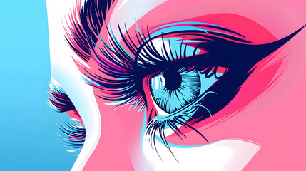 Fashionable vector illustration of a woman's face with beautiful eyes and makeup
