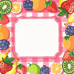 Blank Frame with Colorful Fruits Illustration