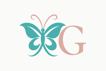 Butterfly with letters A and G logo icon vector illustration 