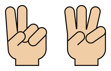 二本指と三本指のイラスト