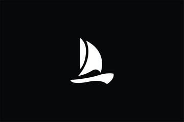 abstract logo icon resembling a sleek, streamlined sailboat on calm waters, Sailing boat logo design. Minimalist boat logo, 