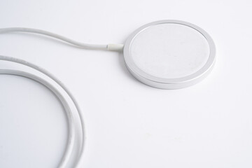 Wireless magnetic charger, modern equipment for mobile phone.