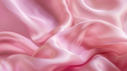 Obraz premium A close-up of soft pink satin fabric with gentle waves, highlighting its smooth and delicate texture.