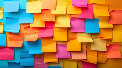 Fototapeta premium Inspiration Through Sticky Notes - Motivational Quote and Brainstorming Session Concept on Plain Background