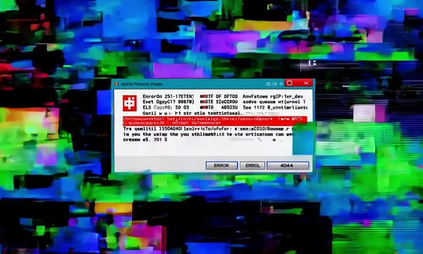 A pop up window with a glitch background (mov)