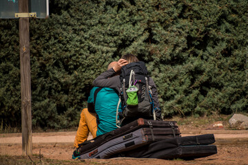 Woman hugging her husband sitting on CrasPads