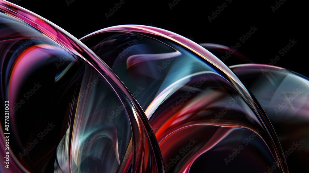 Aufkleber abstract close-up of colorful glass shapes with dynamic light reflections, creating an artistic and 