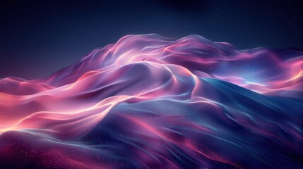 Obraz premium Abstract pastel shapes in soft pink, purple, and blue hues gently float against a deep blue gradient, evoking a serene and dreamy atmosphere. 