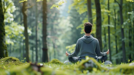 Person meditating in a forest, Holistic  Endurance  Meditation, embracing natural surroundings for holistic health
