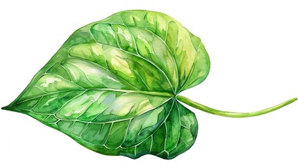 Watercolor Clip art of Anthurium Leaf white background