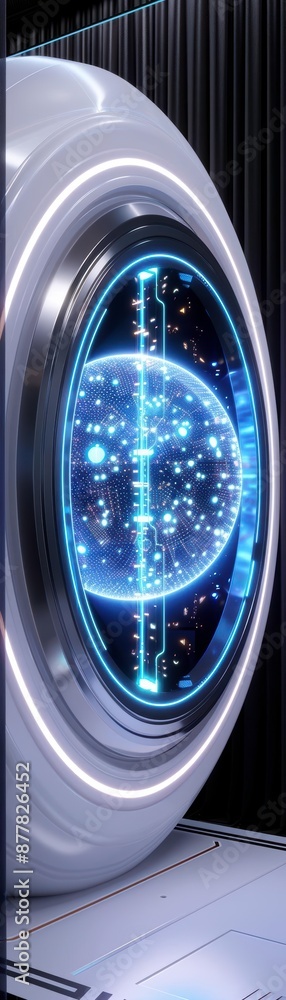 Poster futuristic digital interface with glowing lights and advanced technology. perfect for sci-fi themes 