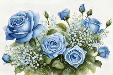 Blue roses on gyposphila
(Generative AI)