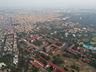 Aerial photograph of Southern Mexico City and its diverse neighborhoods, Coyoacan