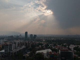 Aerial photograph of Southern Mexico City and its diverse neighborhoods, Coyoacan