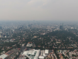 Aerial photograph of Southern Mexico City and its diverse neighborhoods, Coyoacan