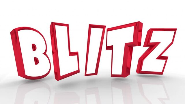 Blitz Word Letters Barrage Goal Success Campaign 3d Animation