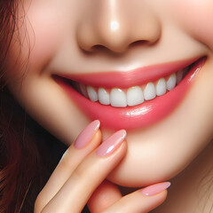 lovely smile with clean and white teeth of woman after doing veneer from dental clinic