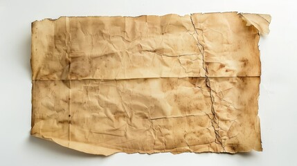 Old stained paper sheet on white background Extra Large dimensions