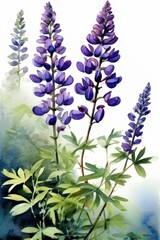Naklejka premium an ai generated image, Lupin flowers