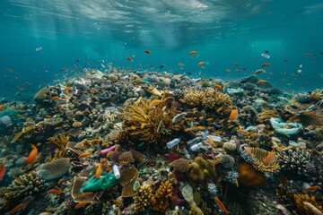 Coral Reef Suffocating Under Plastic Pollution