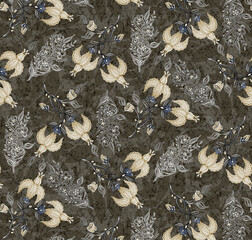 Ethnic boho colourfull seamless pattern. Repeating background. floral Cloth design, wallpaper. 