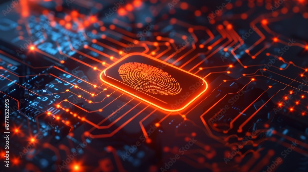 Poster digital fingerprint scanner biometric identity and access password thru fingerprint, cybersecurity a