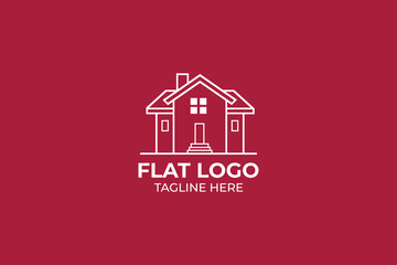 minimal building office line logo, Modern house construction Real estate home apartment real estate logo design with line art style illustration symbol logo