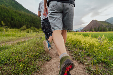 hiking in the mountains