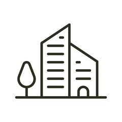 Company outline icon. Business office building vector icon. Corporation or apartment building illustration image