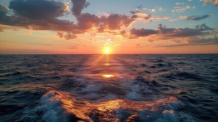 Sunset Over the Ocean, Golden Hour