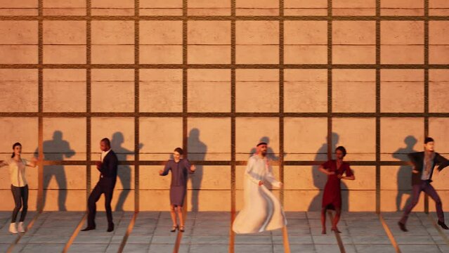 dancer sunset group evening diversity grid dance