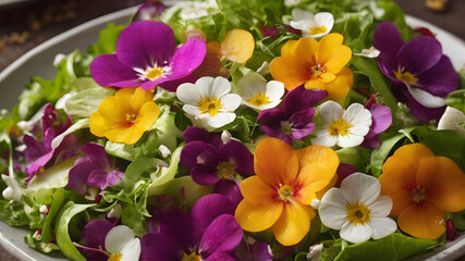 Fresh Salad with Edible Flowers