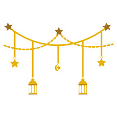 Ramadan Kareem Islamic Lantern Decoration Vector Illustration. with Flat Design Style.